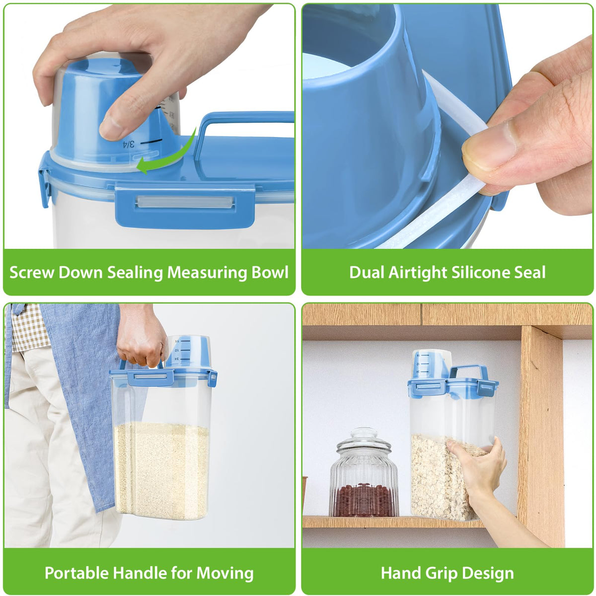 Airtight Rice Storage Container with Measuring Cup N528355
