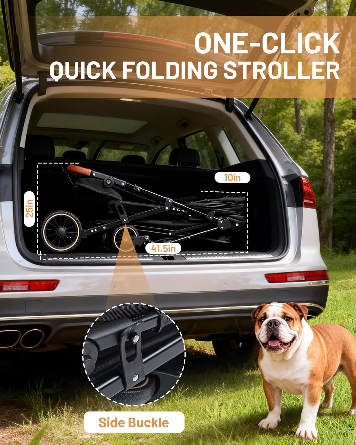 Foldable Ventilated Dog Stroller with Canopy Z49030