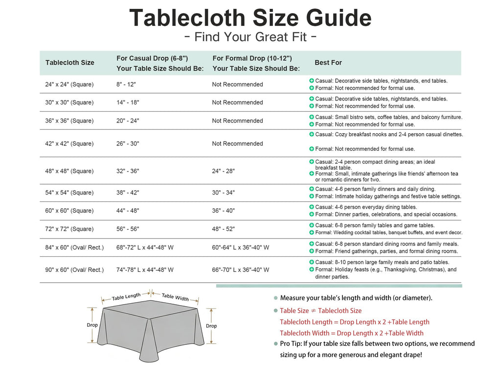 2 Pack 30x30 Inch Washable Tablecloth J94565