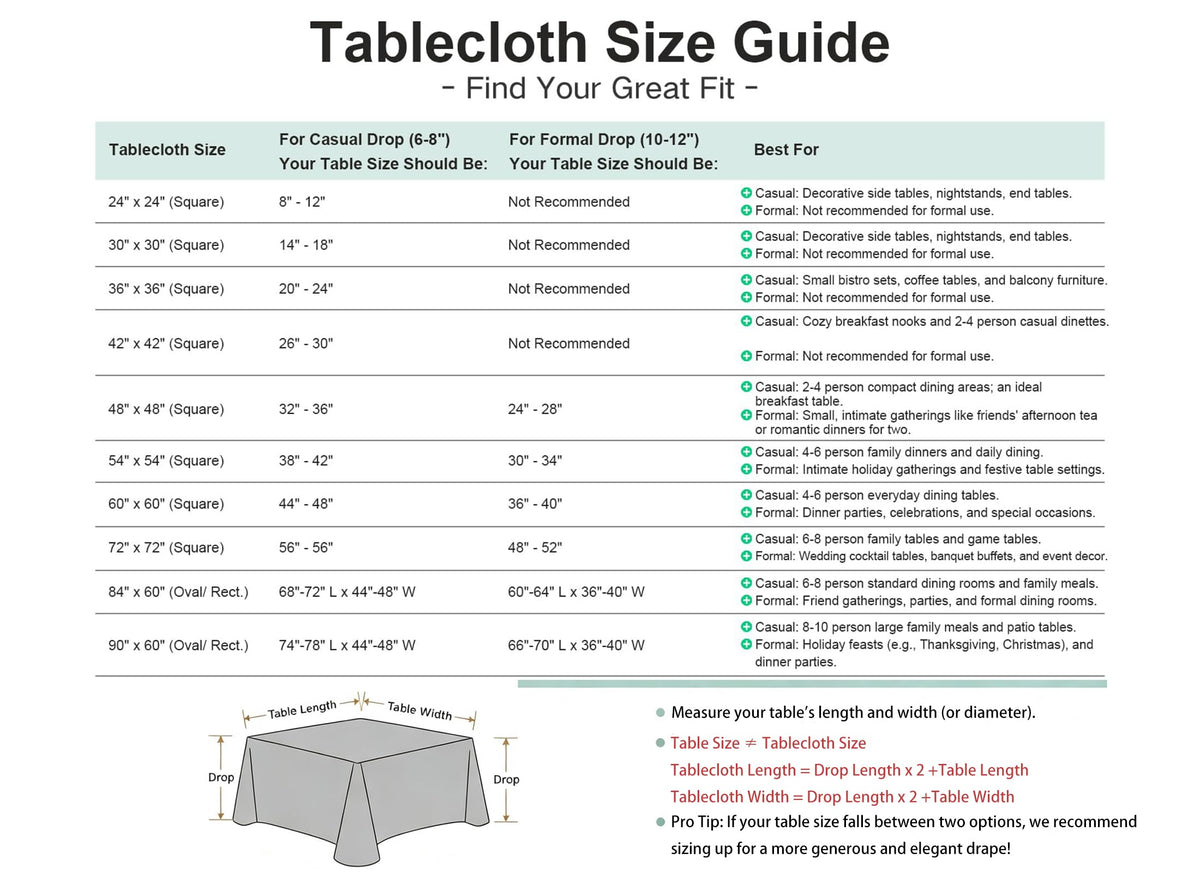2 Pack 30x30 Inch Washable Tablecloth J94565