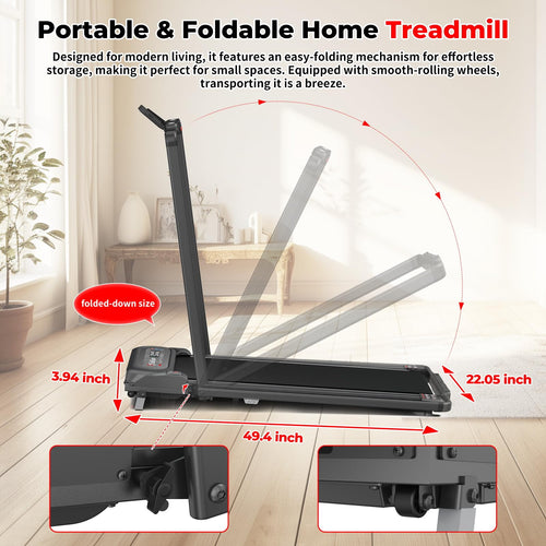 2 in 1 Folding Treadmill with Handle Bar X6451