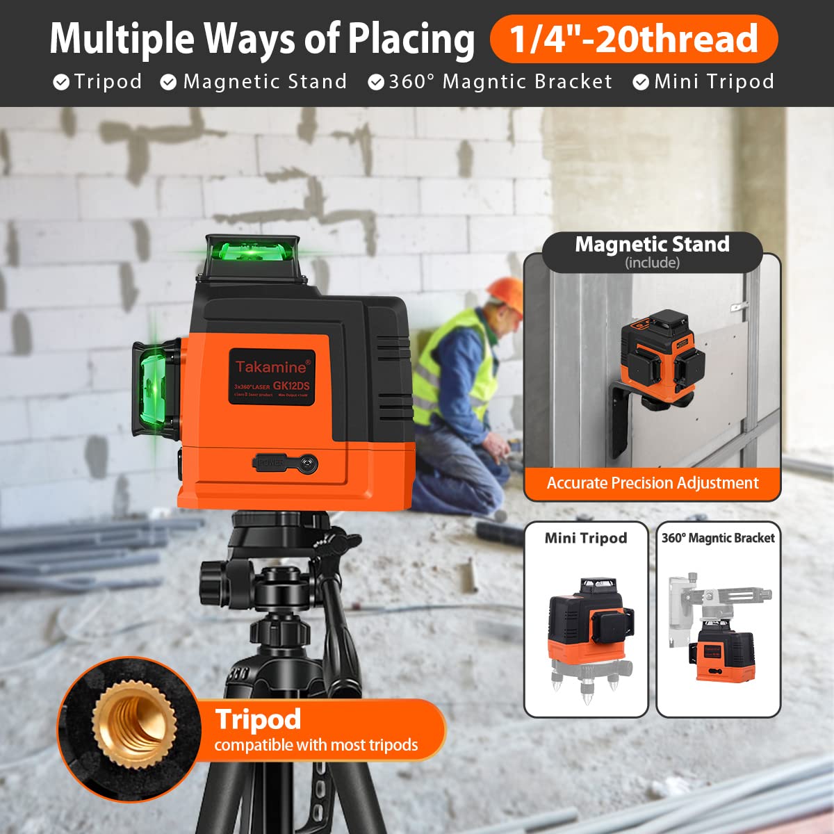 Self Leveling 3D Green Laser Level O7556