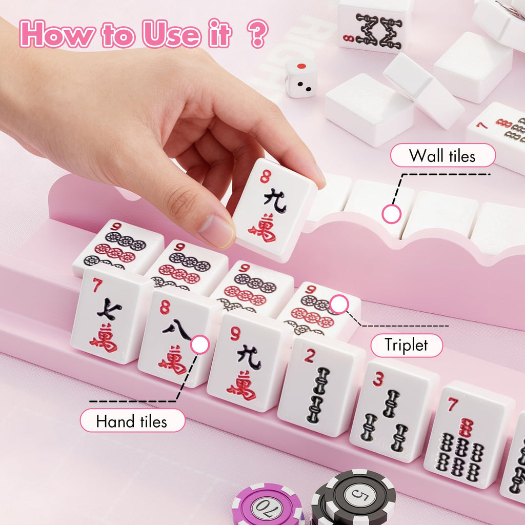 Wooden Mahjong Racks with Pushers Y8901