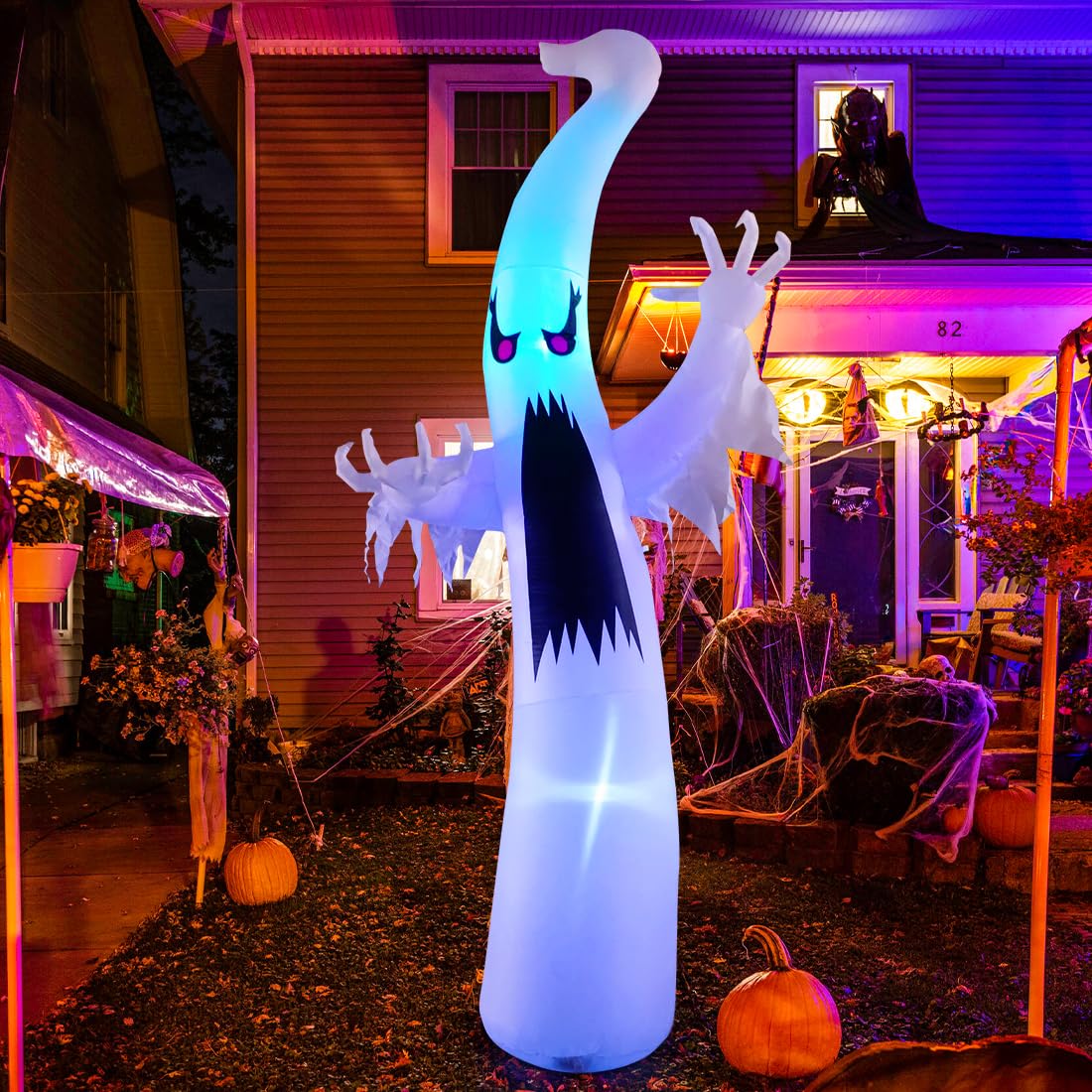 6 FT Halloween Inflatable Ghost with Built-in Colorful LEDs L156
