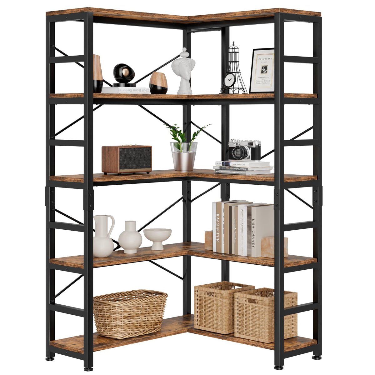 5-Tier L-Shaped Corner Bookshelf P724116