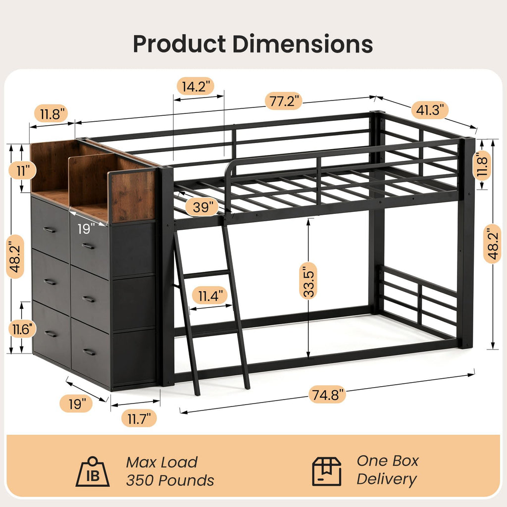 Twin Over Twin Bunk Bed with Storage Dresser B8621