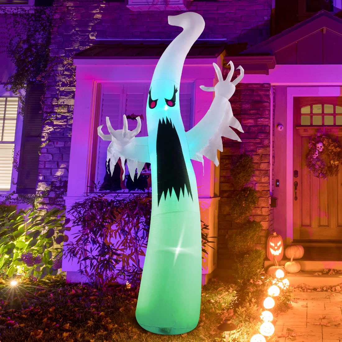 6 FT Halloween Inflatable Ghost with Built-in Colorful LEDs L156