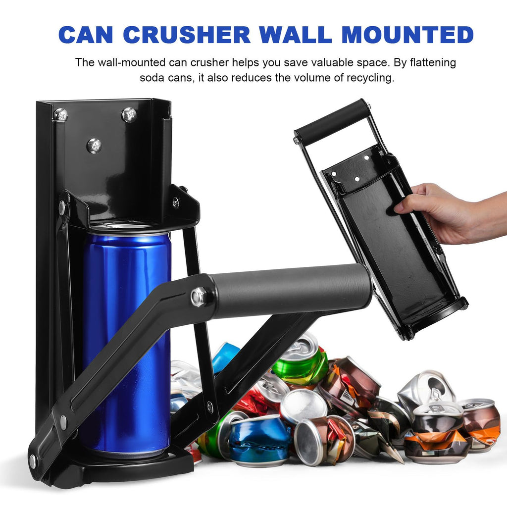 Black Wall Mounted Can Crusher with Bottle Opener F2930