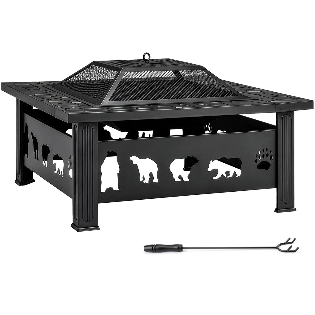 32 Inch Black Wrought Iron Wood Burning Fire Pit H853