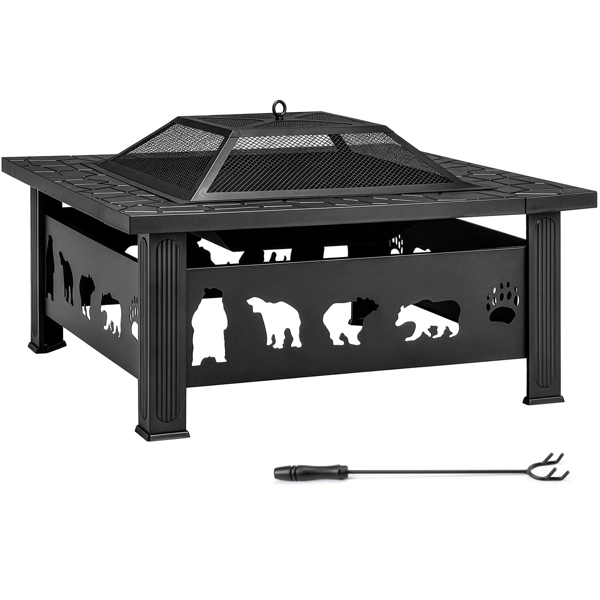 32 Inch Black Wrought Iron Wood Burning Fire Pit H853