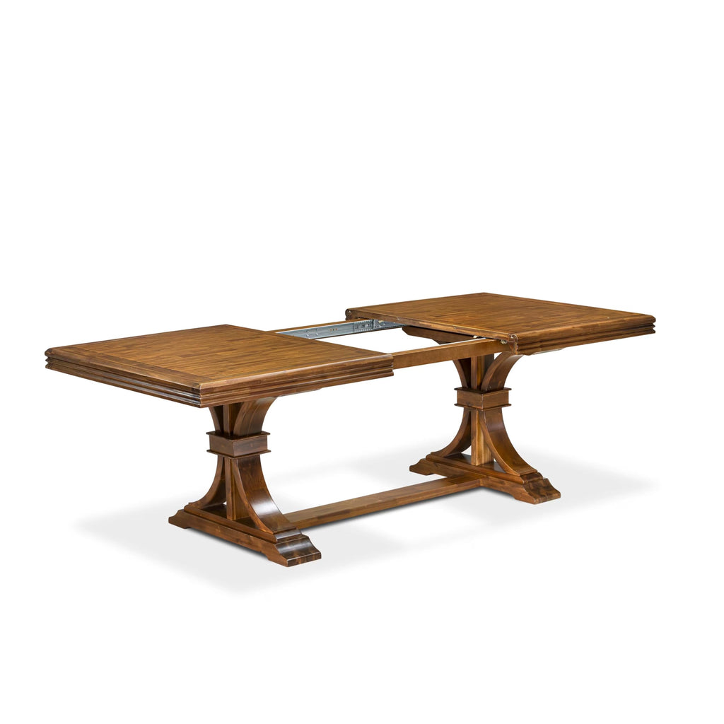 9 Piece Dining Table Set with 8 Light Beige Fabric Chairs R83804