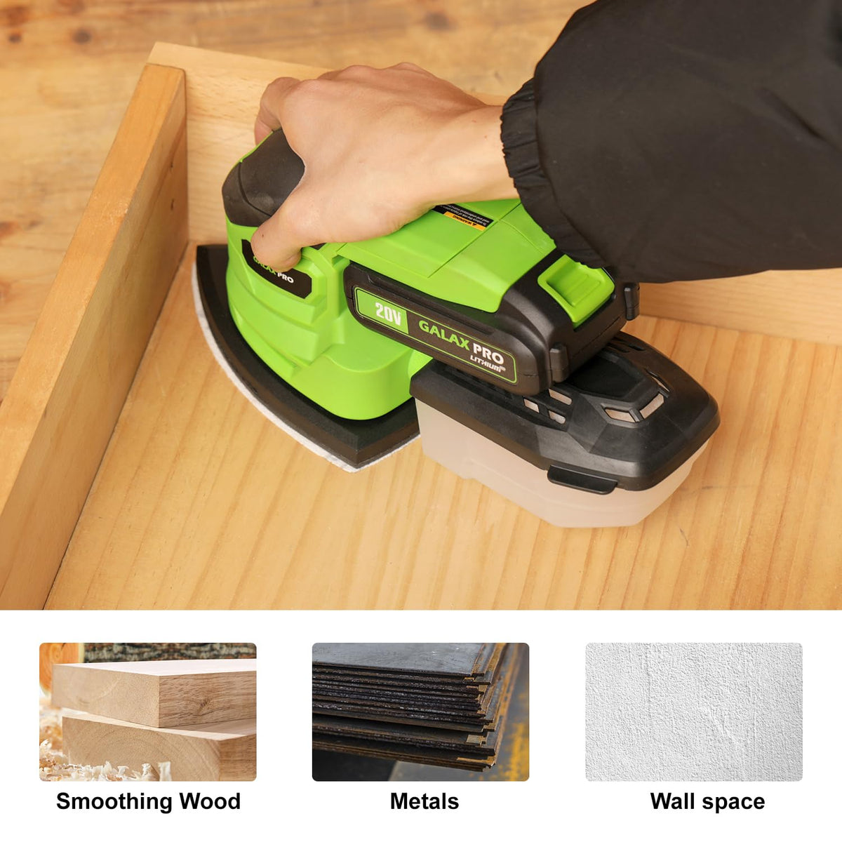 Cordless Detail Sander 2.0Ah Battery, 20 Pcs Sandpapers M372060