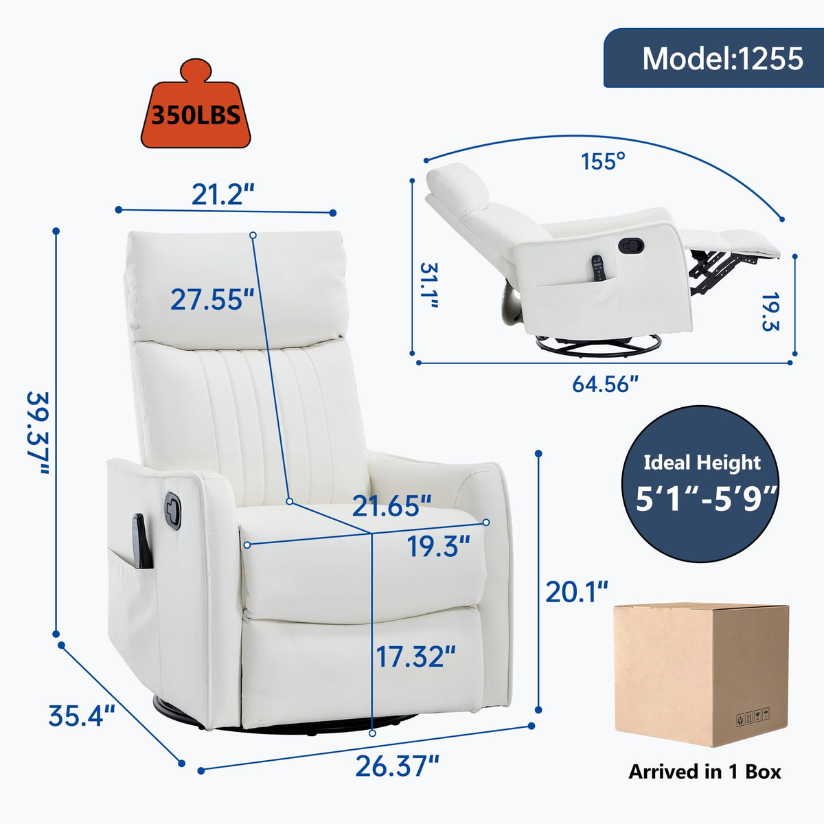 High Back Massage Recliner with Heat M98983