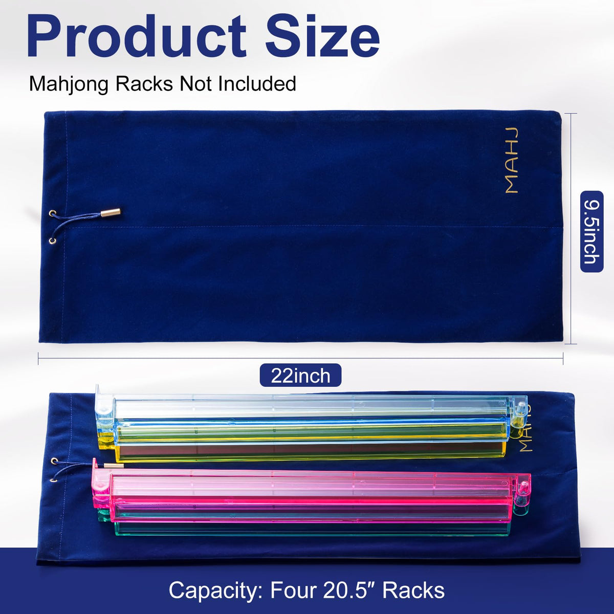 Blue Velvet Drawstring Storage Bag with 2 Compartments E775991