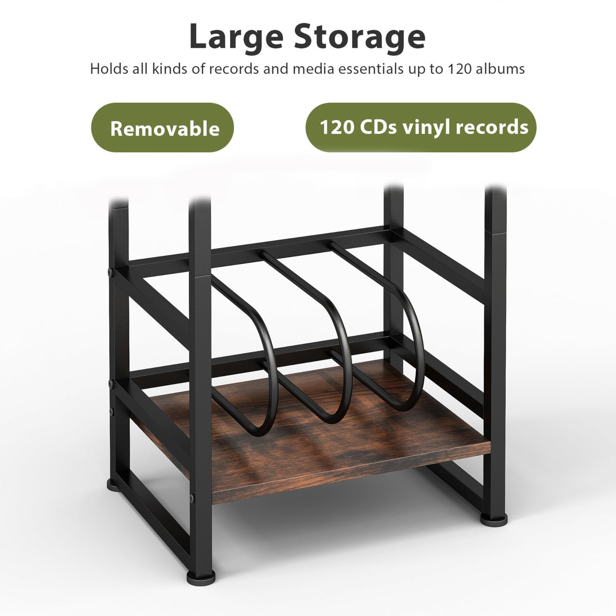 3-Tier Record Player Stand with Storage B520416