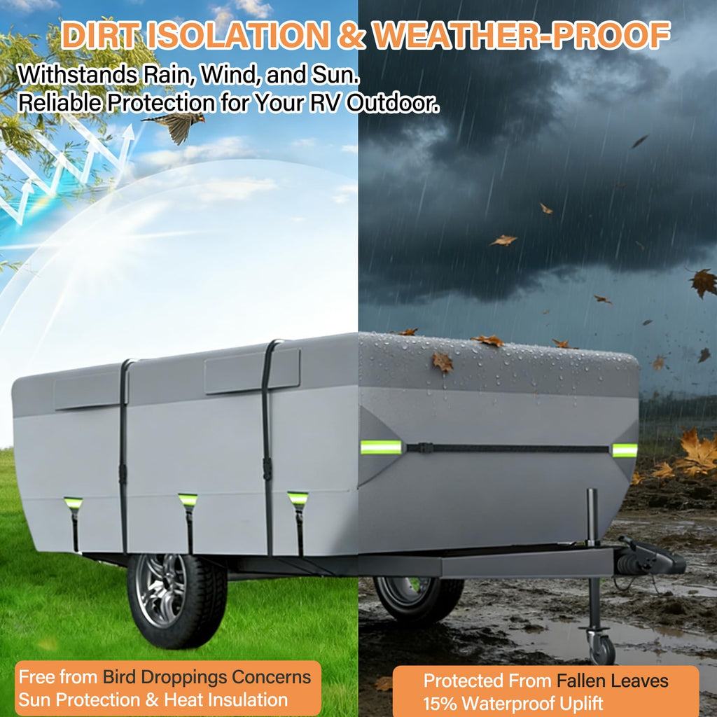 12'-14' 7 Layers Waterproof Breathable Pop Up Folding Camper Cover Y83362