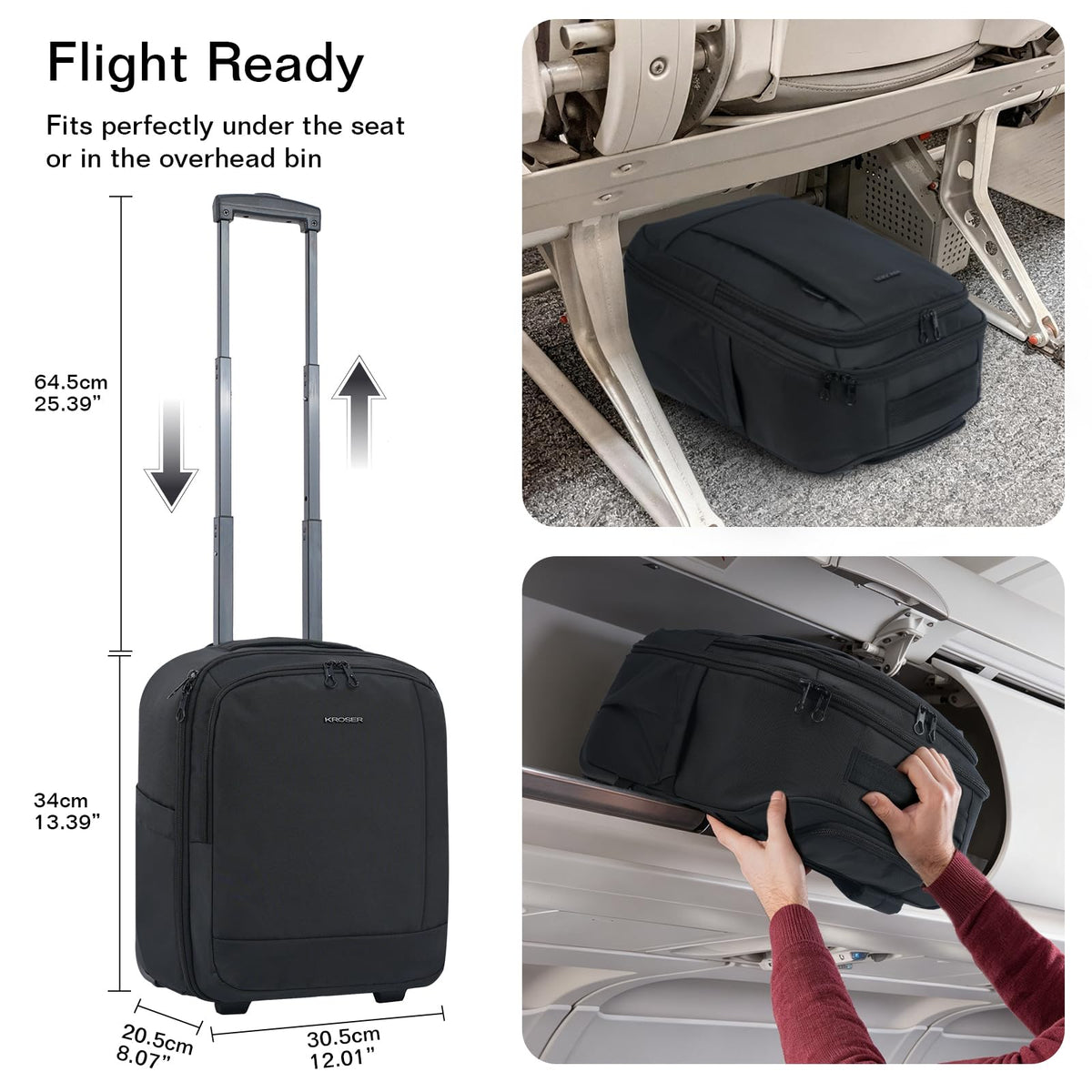 16-inch Underseat Carry On Suitcase Black R27700