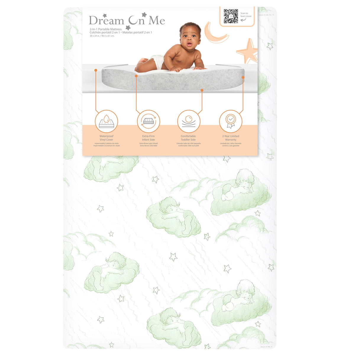 2-in-1 Mini Crib Mattress, Dual-Sided Waterproof L681396