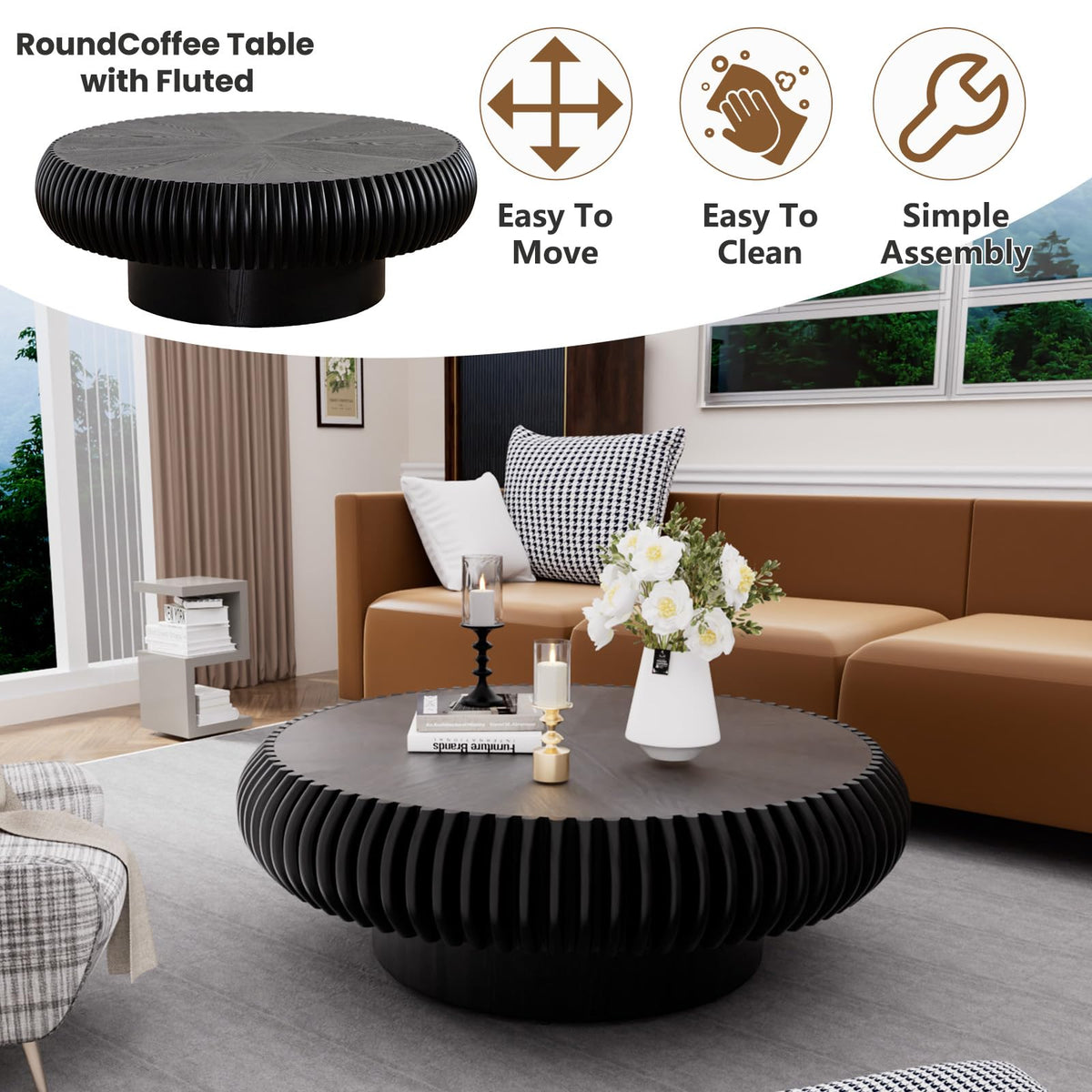 Black Round Coffee Table Z473624