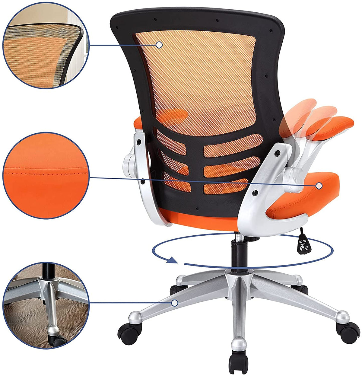 Orange Mesh Back Vinyl Seat Office Chair A5844
