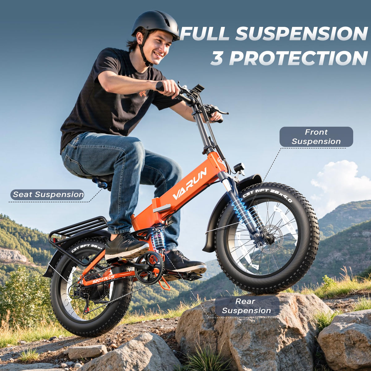 1000W Peak 25MPH Dual Suspension Aluminum Electric Bike J1749