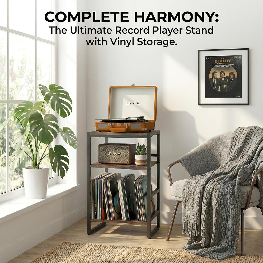 3-Tier Record Player Stand with Storage B520416