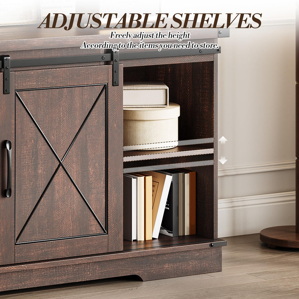 Farmhouse TV Stand with Sliding Barn Doors O329