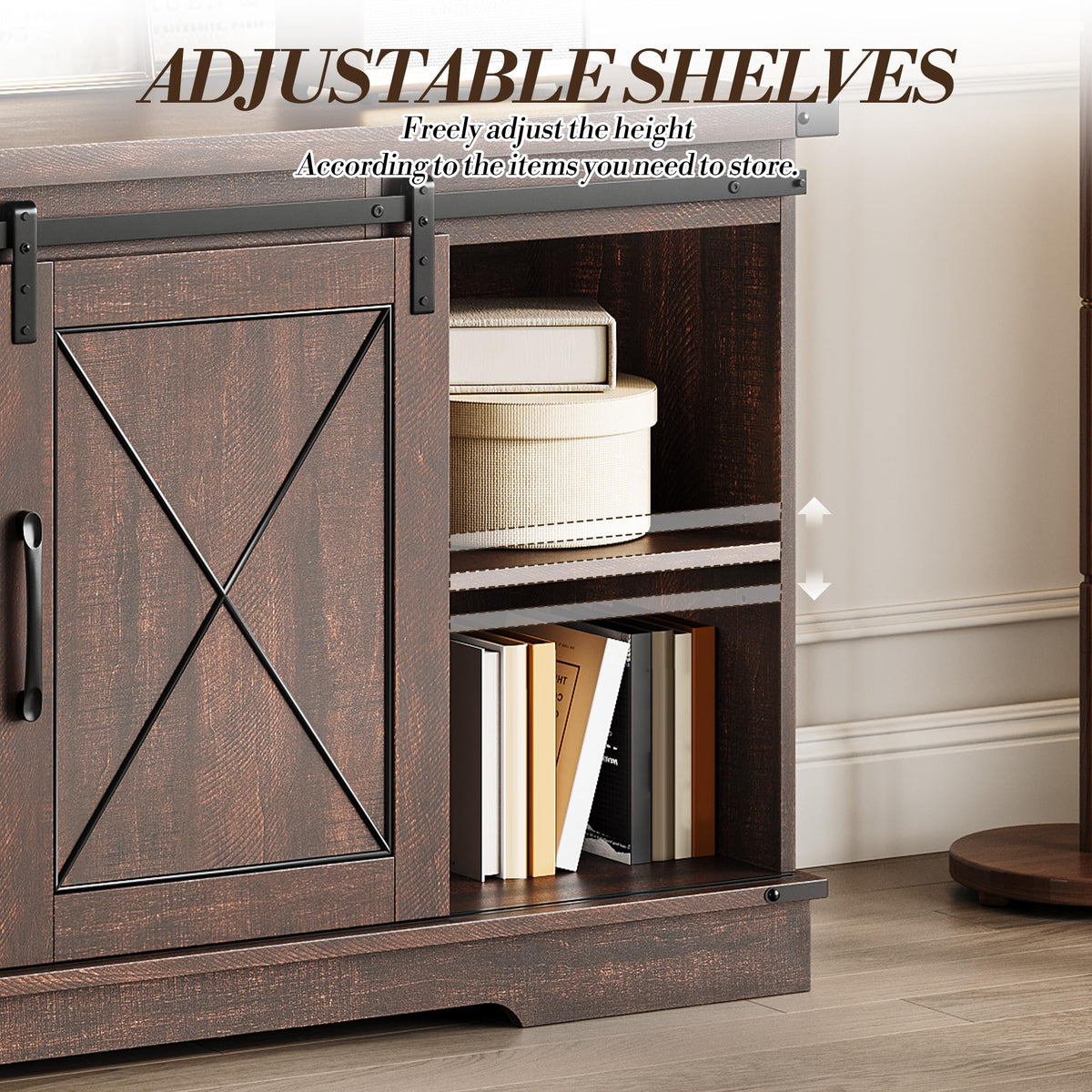 Farmhouse TV Stand with Sliding Barn Doors O329
