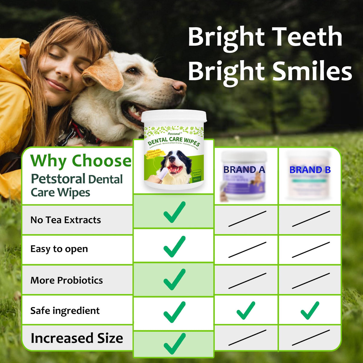 Dental Care Wipes for Dogs and Cats, 50 Count I18831