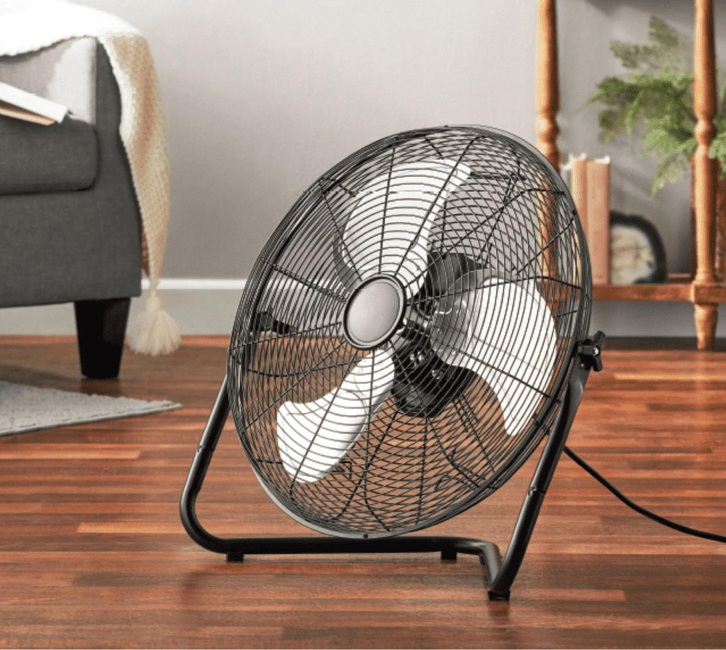 20" 3-Speed Tiltable Black Steel Floor Fan K757891