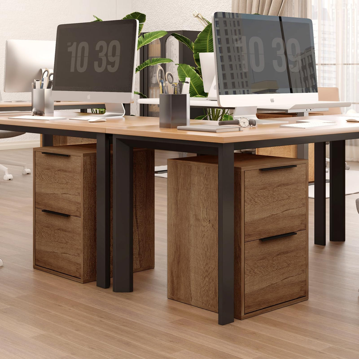 2 Drawer Wood File Cabinet with Hanging Bars V318