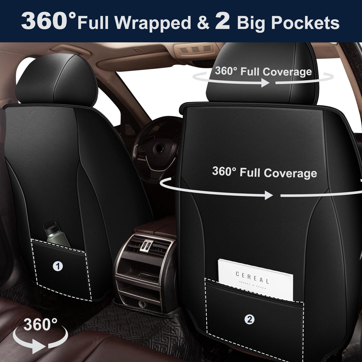 Leather Full Set 5 Seats Seat Covers W9843