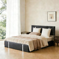 Black Faux Leather Upholstered Full Size Bed Frame with LED Headboard and USB Ports T841