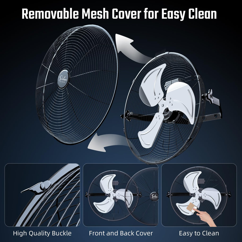 20 Inch High Velocity 3 Speed Black Wall-Mount Fan Y7698