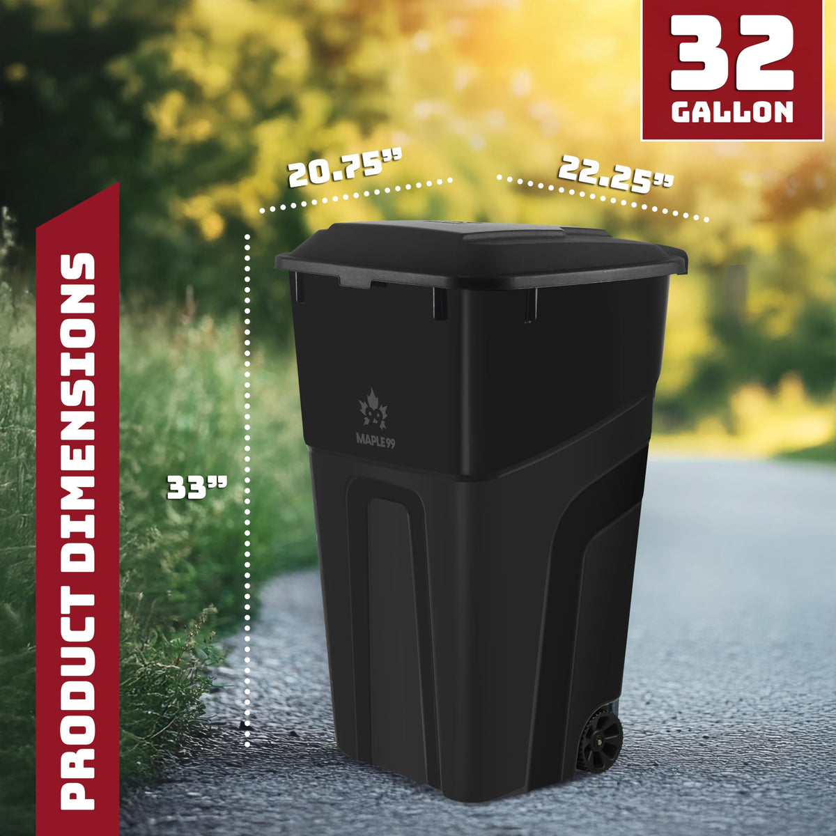 32 Gallon Wheeled Outdoor Garbage Can with Lid F64526