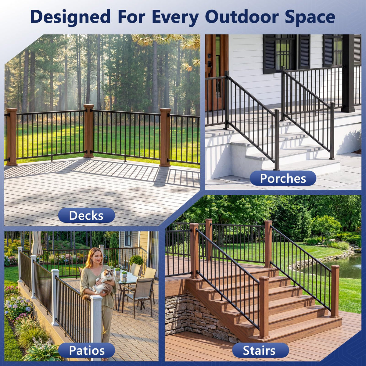 6 ft W Real Aluminum Stair Railing Kit S914
