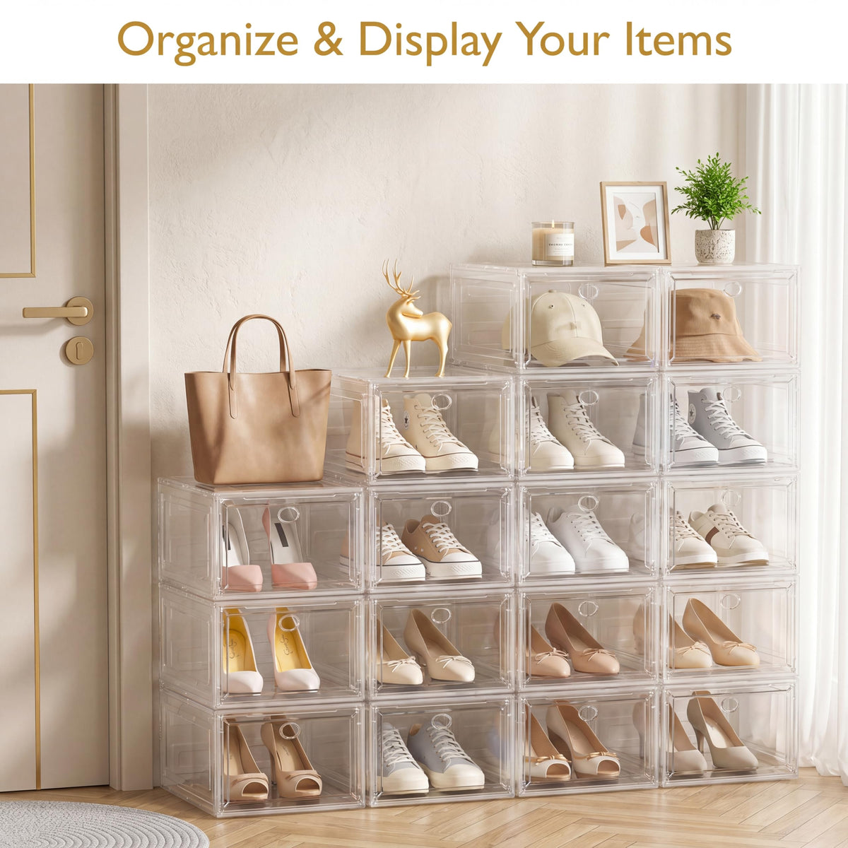 Clear Stackable Shoe Storage Box Y652056