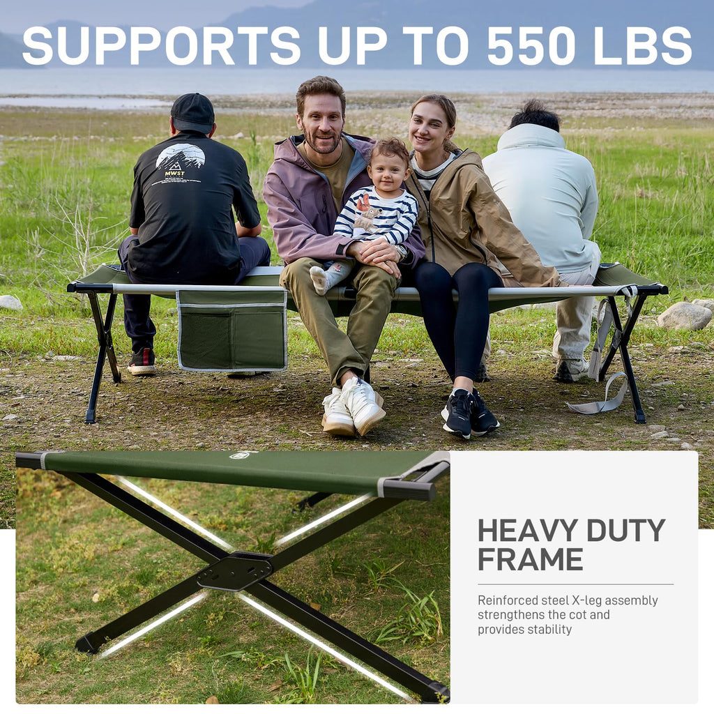 Extra Wide Folding Camping Cot with Carry Bag M962