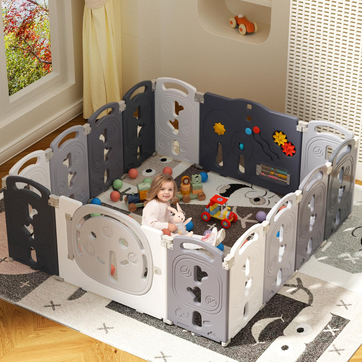 Foldable Portable 14 Panel Baby Playpen W1920