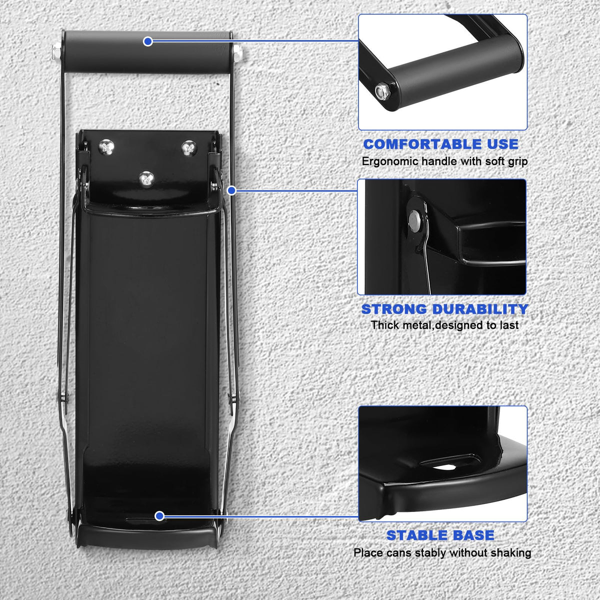 Black Wall Mounted Can Crusher with Bottle Opener F2930