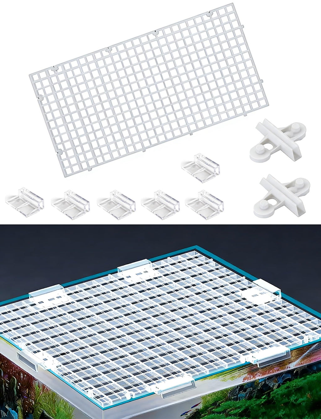 10 Pack Clear Acrylic Aquarium Lid with Clips K6610