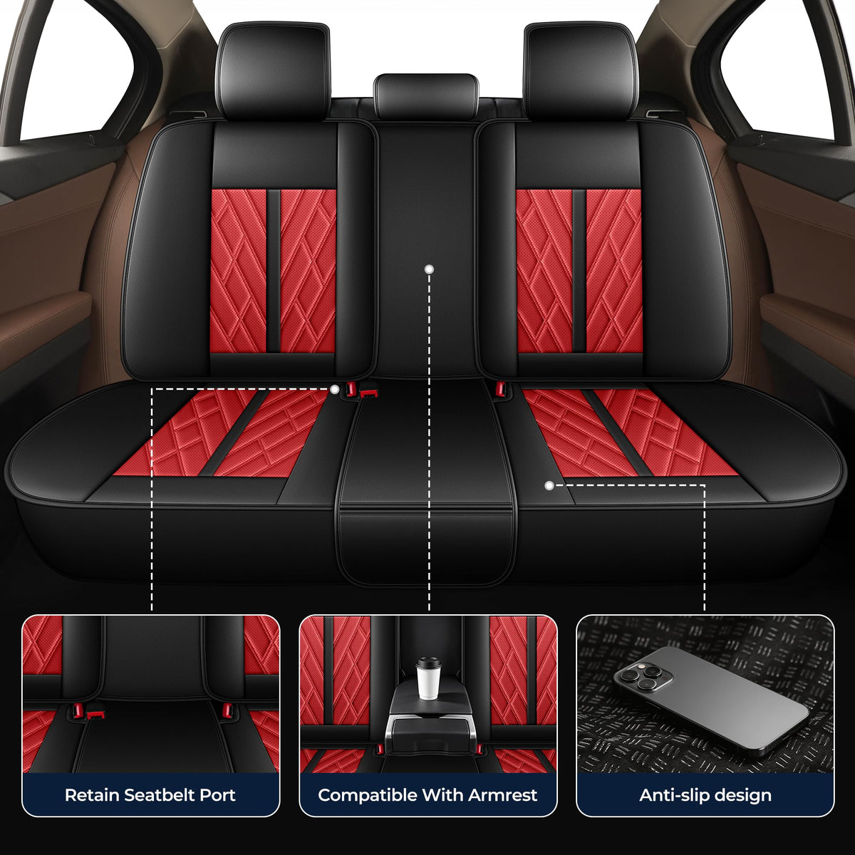 Leather Full Set 5 Seats Seat Covers W9843
