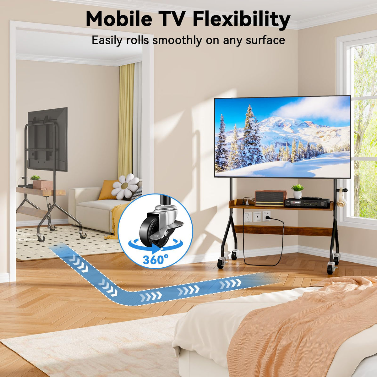 Rolling TV Stand with Power Outlet for 32-75 Inch TV W891