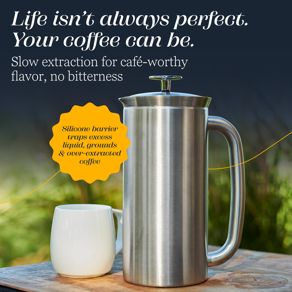 18oz Brushed Stainless Steel French Press C8841