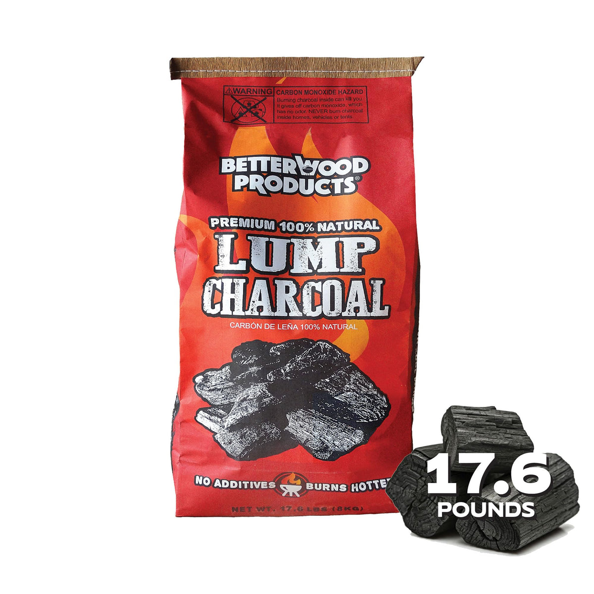 100% All Natural Hardwood Lump Charcoal 17.6 Pounds U217
