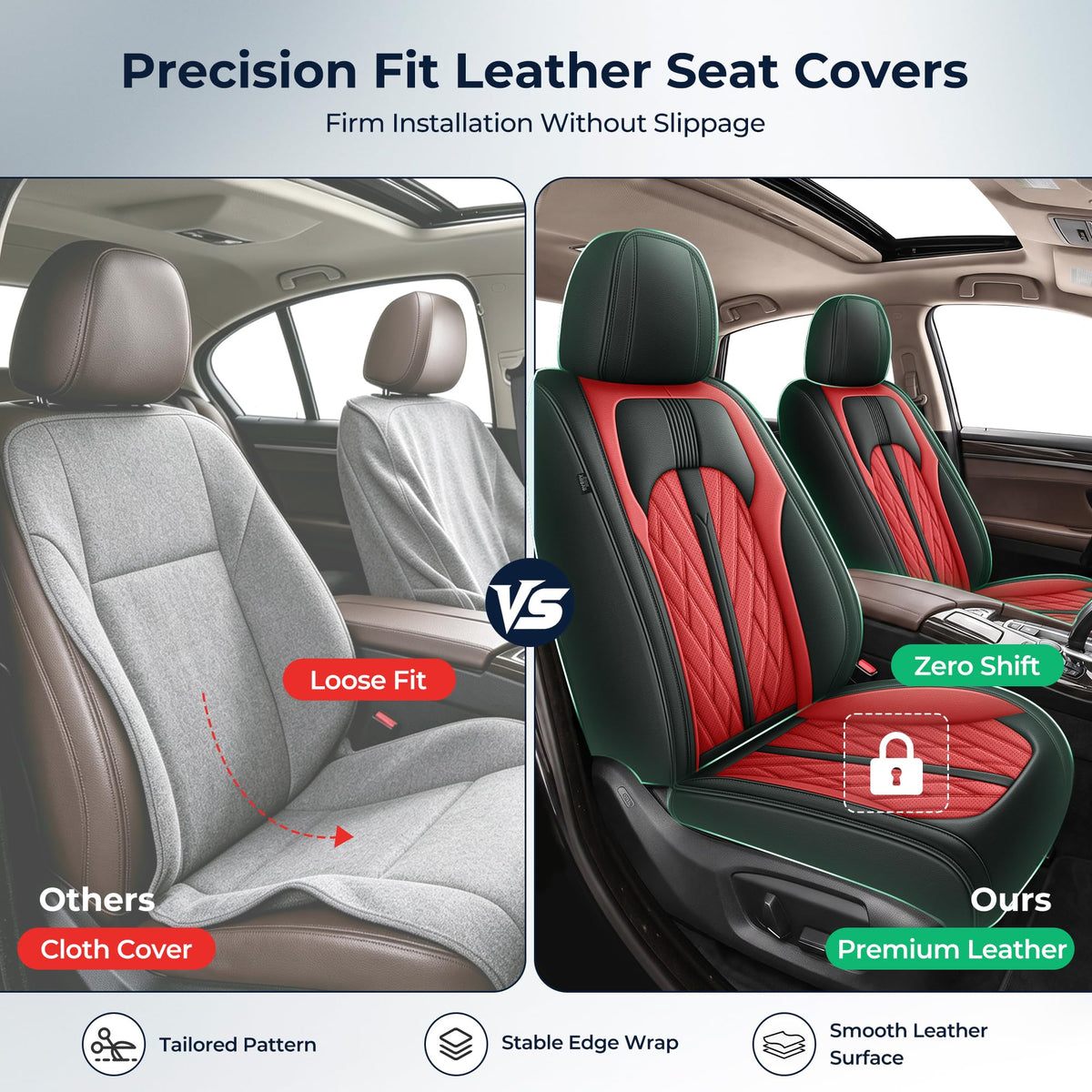 Leather Full Set 5 Seats Seat Covers W9843