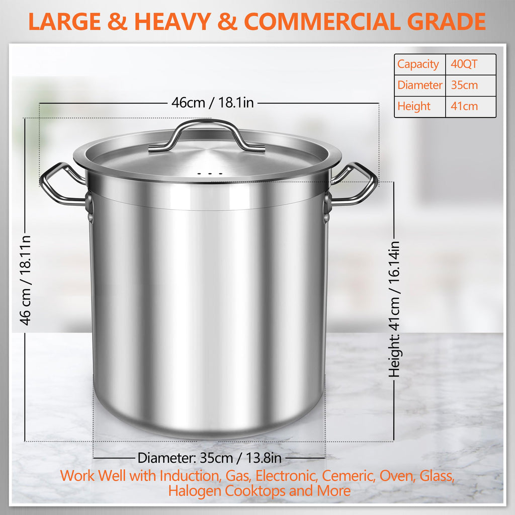 40 Quart Stainless Steel Stock Pot with Lid M649232