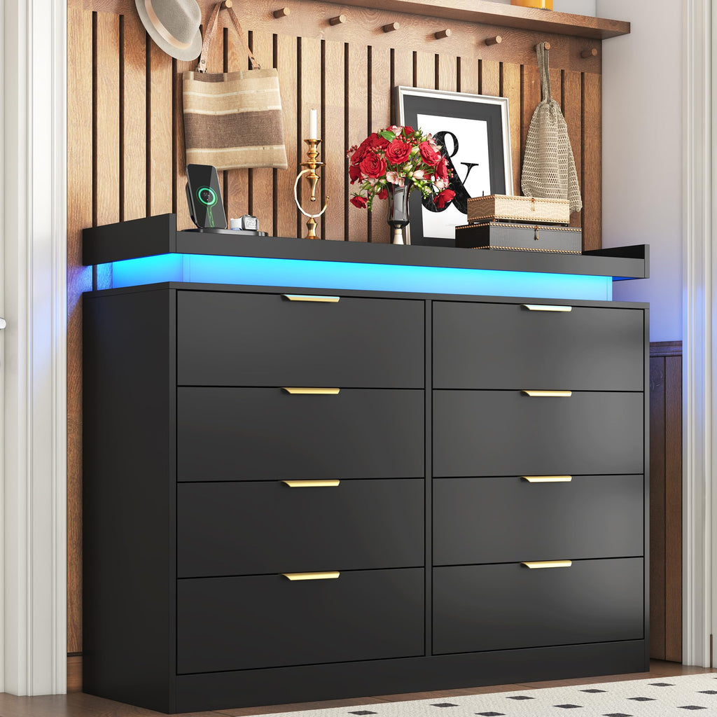 Black 8 Drawer Wood Dresser E942543