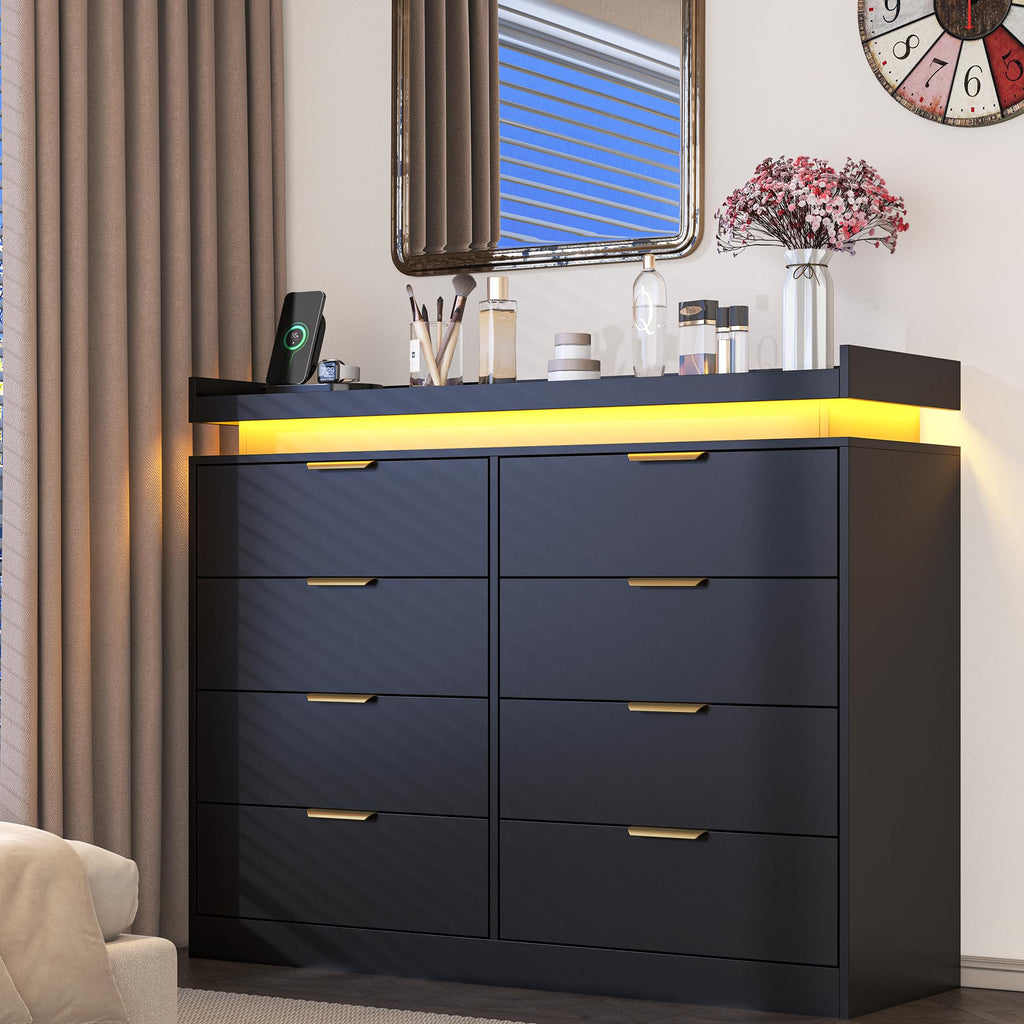 Black 8 Drawer Wood Dresser E942543