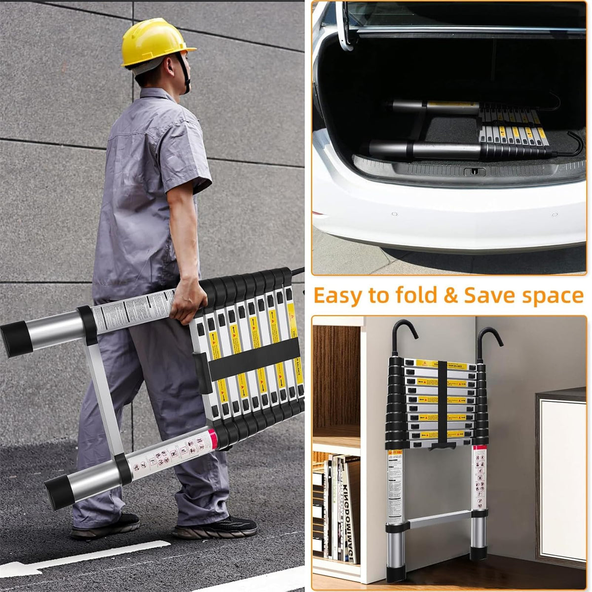 10.5ft Aluminum Telescoping Ladder 330 lbs Capacity P6816